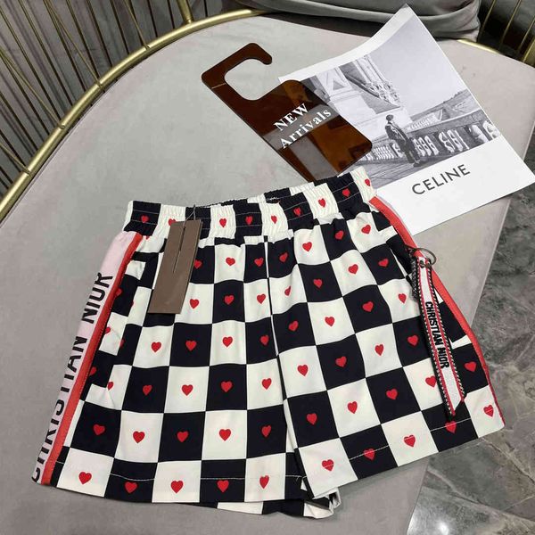 

chaopai family black and white checkered love jacquard knitted shorts, White;black