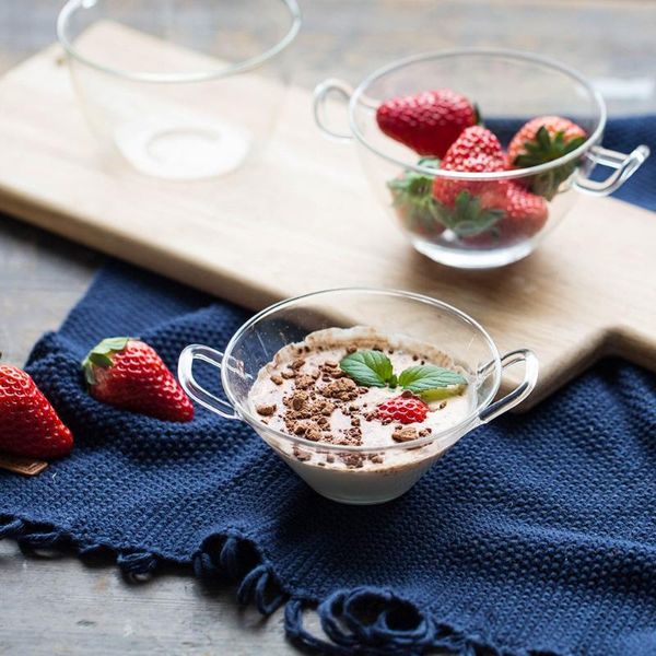 

glass ice cream bowl fruit vegetable salad dessert bowls with handles cutlery set tableware home decor restaurant bar supplies