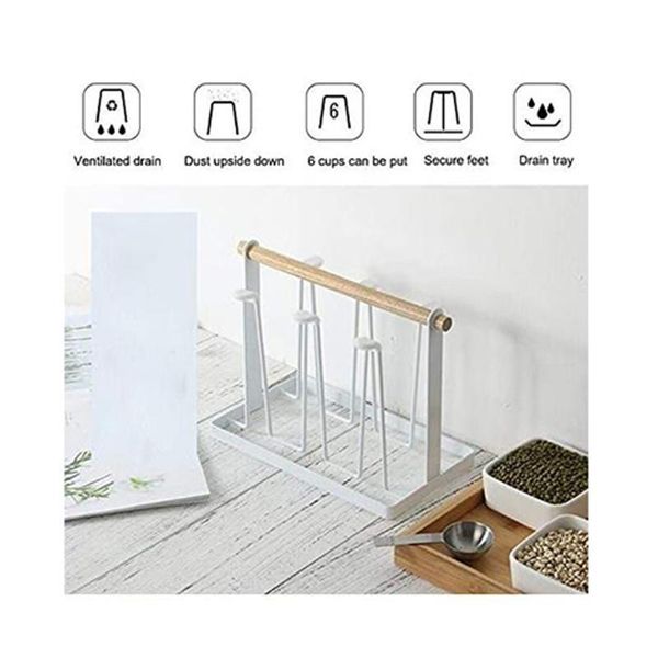 

tablewine racks bottle drying rack cup holder drain organizer with wood handle upside down