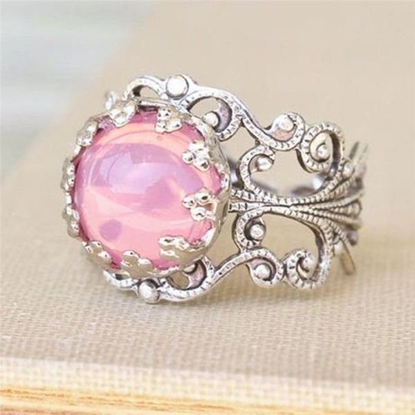 

wedding rings fashion garland design ring pink crystal bride fine jewelry for women girls gift statement, Slivery;golden