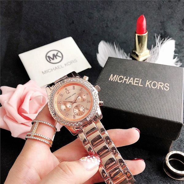 

luxury m brand watch casual women watches ladies rose gold k fashion dress designer stainless steel strap quartz movement, Slivery;brown