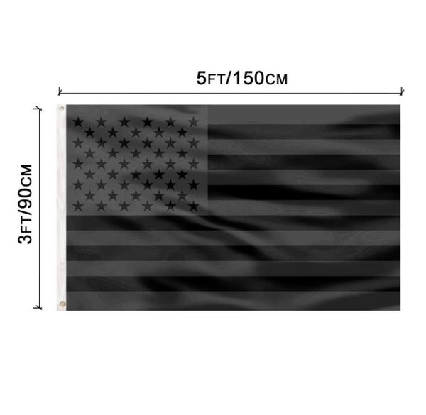 90 x 150 cm, schwarze amerikanische Flagge, Polyester, No Quarter Will Be Given, USA, historischer Schutz, Banner, Flaggen, doppelseitig, für drinnen und draußen, SN2741