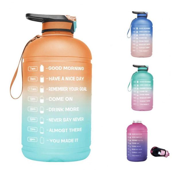 

water bottles & cages creative gradient petg plastic big bottle portable leakproof 1 gallon 3.78 liter fitness drinking