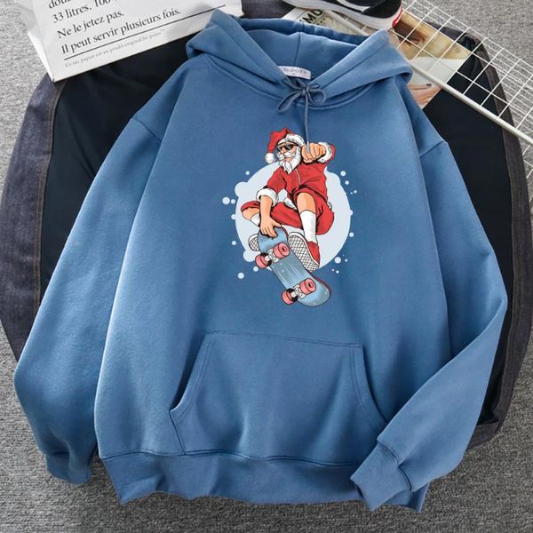 

women's hoodies & sweatshirts santa street skateboarding christmas hooded fashion s-xxl fleece oversized autumn casual sportswear, Black