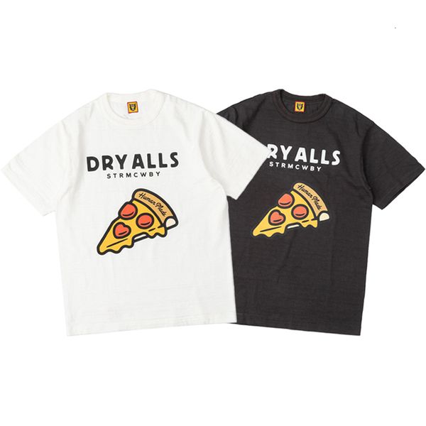 

men's t-shirts man made 21ss streetwear cartoon pizza shirt, White;black