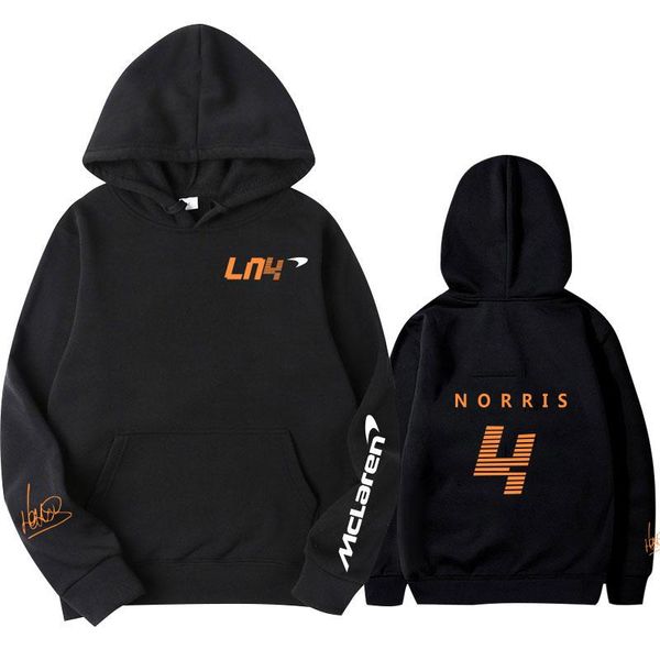 

men's hoodies & sweatshirts autumn winter formula one racer lando norris f1 mclaren team racing fans hoodie logo men/women oversized, Black