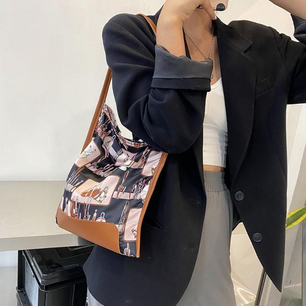 

evening bags women's bag printing shoulder for women fashion luxury designer casual ladies silk large capacity shopper tote handbags