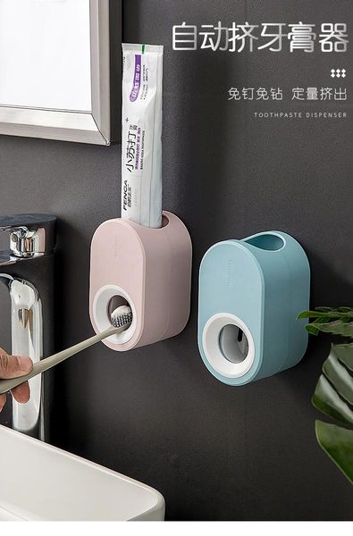 

toothbrush holders automatic toothpaste squeezer no hole shelf wall hanging lazy squeeze rack
