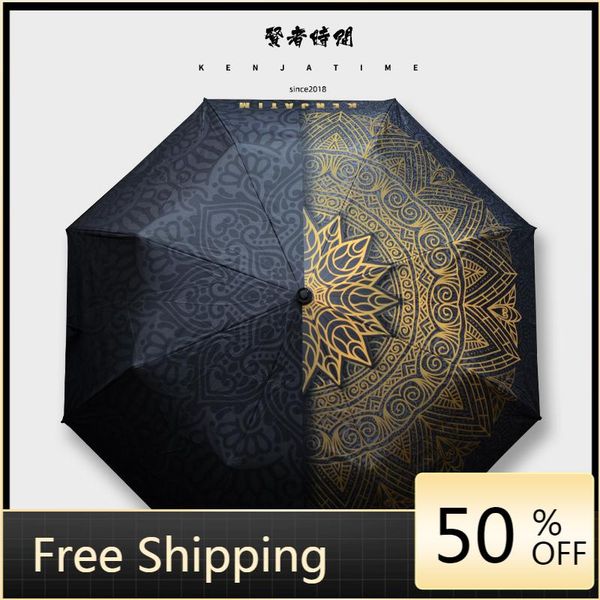 

umbrellas women's three-fold automatic umbrella waterproof creative portable folding uv beach guarda chuva parasol