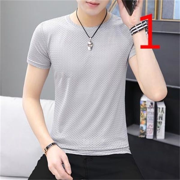 

men's t-shirts ice silk hollow half-sleeve mesh youth thin section casual compassionate male emzi, White;black