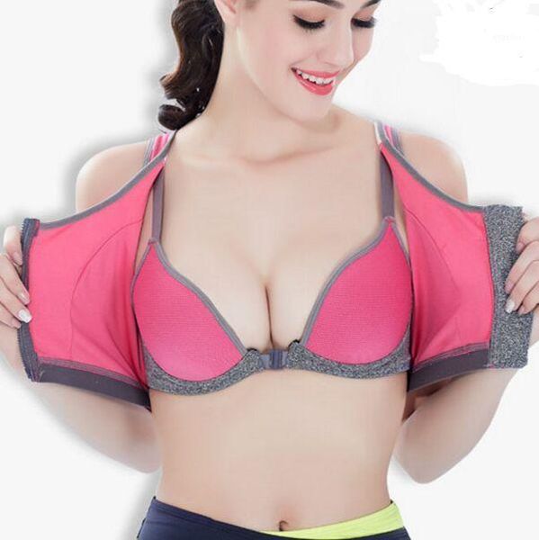 

yoga outfit 2021 sujetadores deportivos cremallera shockproof sports bra women padded gym fitness running push up workout tank top