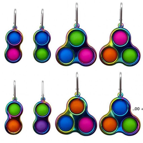

three holes metal colorful pop it push bubble key chain sensory fidget toy mini keychain stress reliever toy kid pop it ewb6108