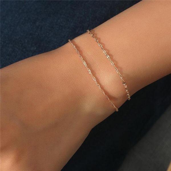 

link, chain stylish simplicity water ripples lip bracelet set, Black