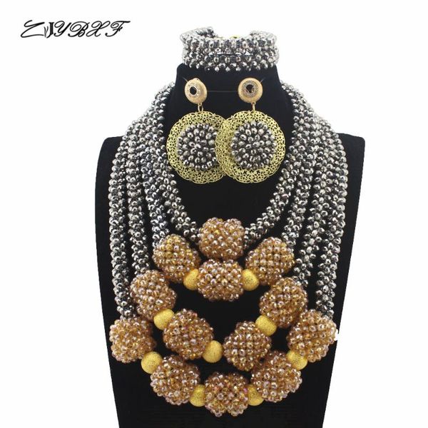 

earrings & necklace and big bold africen statement jewelry sets crystal pendant women set for nigerian wedding hd7908, Silver
