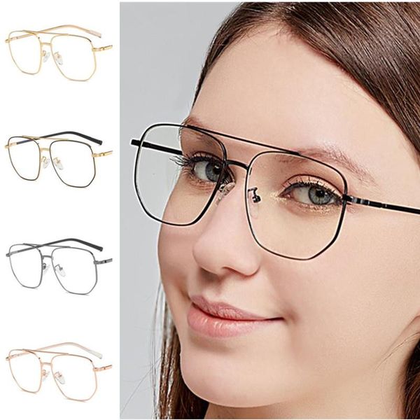 

sunglasses anti-blue light glasses double beam optical eyeglasses polygon spectacles alloy frame eyewear goggles, White;black