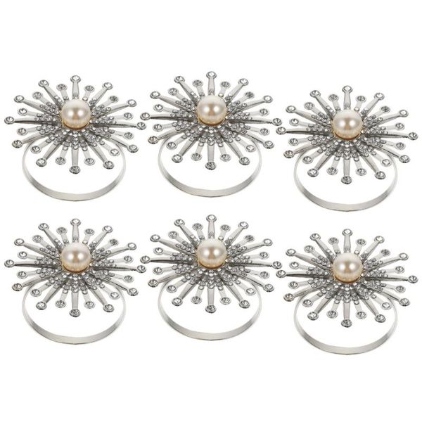 

napkin rings 6pcs sunflower rhinestone pearl buckles table holders