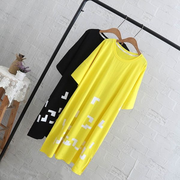 

women's t-shirt summer t plus size 7xl 8xl 9xl long shirt women bust 150cm black yellow colors, White