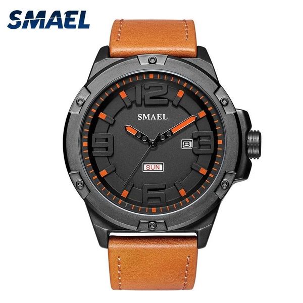 

wristwatches smael men's watch with quartz movement, sporty, stylish appearance, large dial design, led luminous hands, shatter-resista, Slivery;brown