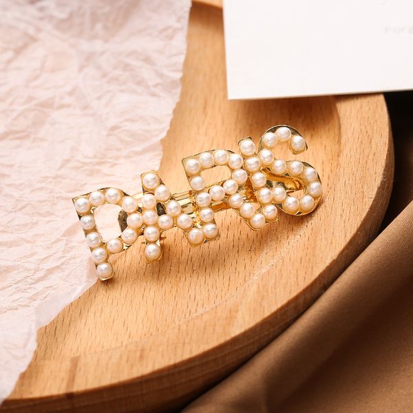 

city letter pearl hairpin spring side clip hairpin female, Golden;silver