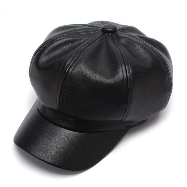 

berets 2021 summer quality fashion artist pu women beret hat for cap female casual dome bare chapeu feminino boina, Blue;gray