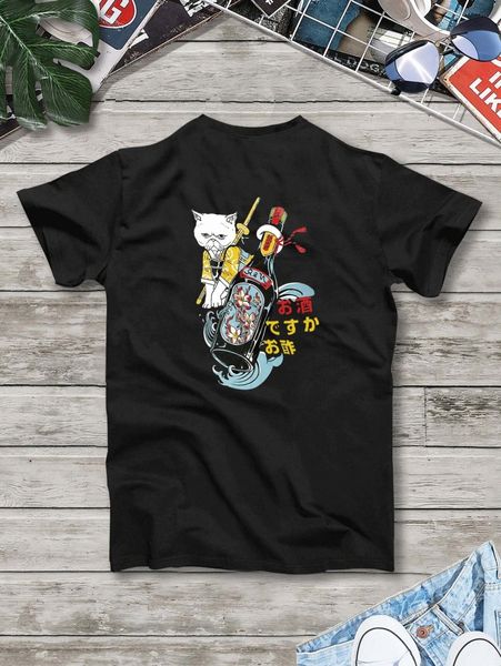 

men cat and japanese letter graphic tee f8kk#, White;black