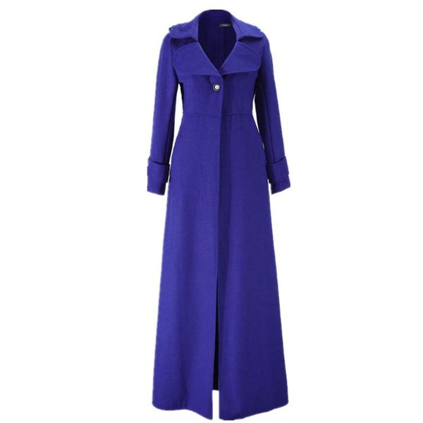 

women's wool & blends 2021 fashionable long elegant single button slim winter coat autumn and, Black