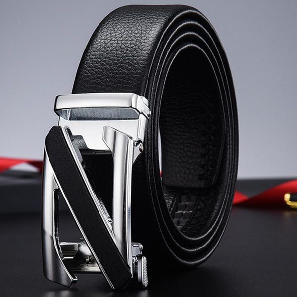 

belts brand designer fashion high-quality automatic buckle black leather belt men's high-end boutique luxury casual, Black;brown