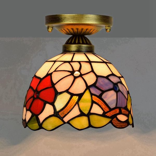 

ceiling lights european-style 8-inch 20cm tiffany colored glass corridor balcony light red festive morning glory