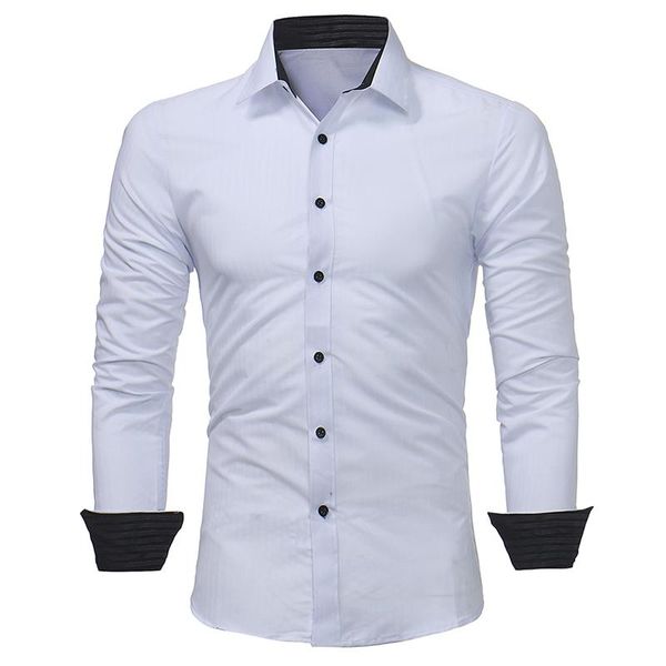 

men's casual shirts 2021 spring autumn fashion solid shirt stripe embossed classic business long sleeve social dress for man, White;black
