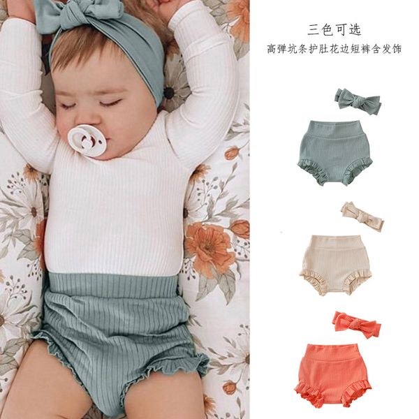 

ins baby girl's lace bag fart pp outer wearing shorts summer pure cotton high bullet pit strip belly protection lower garment, White