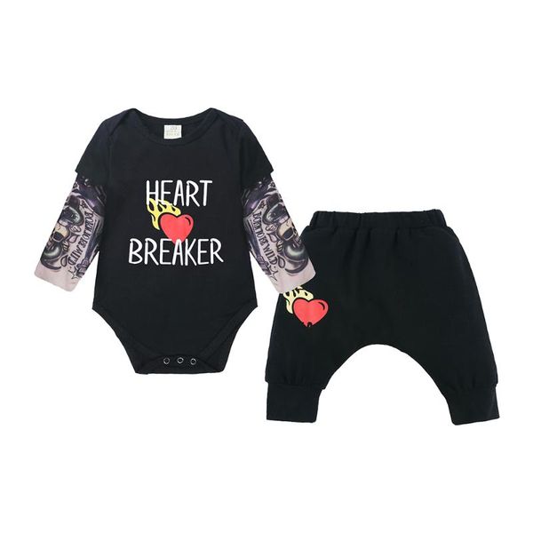 

clothing sets christmas novelty baby boy clothes set spring autumn born tattoo long sleeve romper+pants toddler girl, White