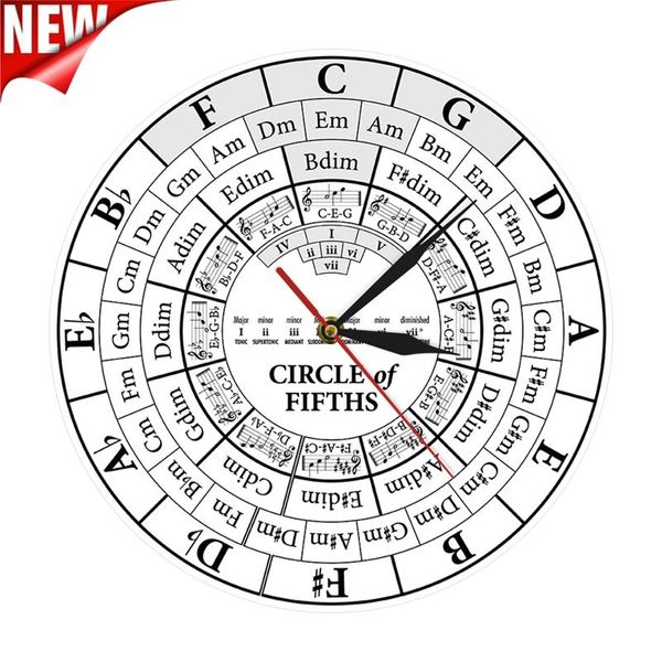 

circle of fifths musician composer music teaching aid modern hanging wall watch harmony theory study clock clocks