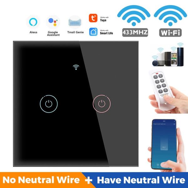 

smart home control tuya wifi touch light switch wall button 1/2/3/4 gang 433mhz work with alexa google assistant
