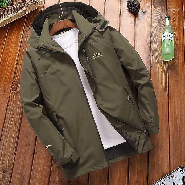 

casual windbreaker jacket men spring autumn outwear waterproof jackets male hooded coat tourism mountain men11, Black;brown
