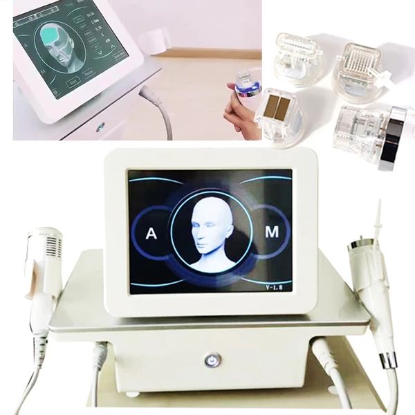 2-in-1 fraktioniertes HF-Mikronadel-Schönheitsgerät mit Kalthammer, Punktmatrix, goldfarbene HF-Mikronadel, Dehnungsstreifen-Narbenentferner, Anti-Akne-Sk