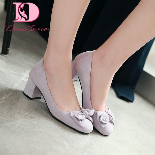 

dress shoes dora tasia 2021 brand design plus size 45 flock women pumps square heel round toe butterfly-knot spring/autumn, Black
