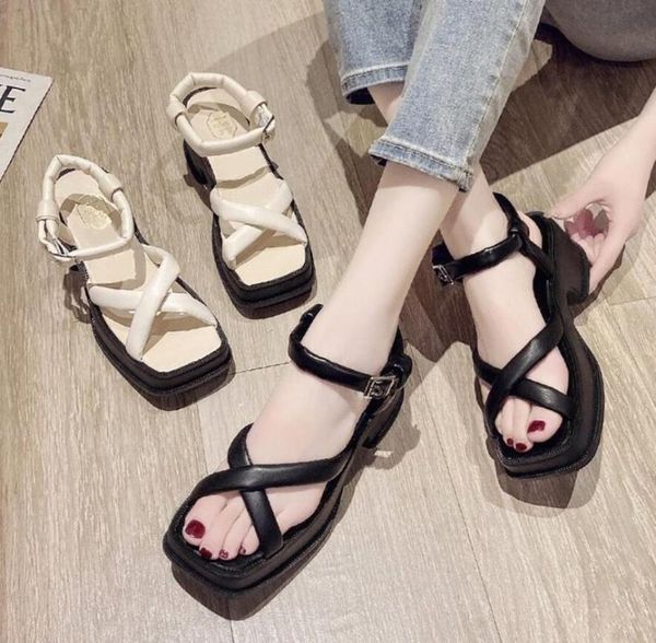 

women flat sandals gladiator buckle soft jelly female casual women's platform woman beach shoes summer, Black