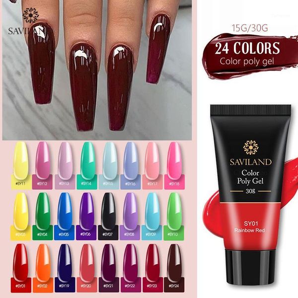 

saviland 30g acrylic gel acryl uv extension builder lacquer clear pink soft no burnning cover natural nail art tool1, Red;pink