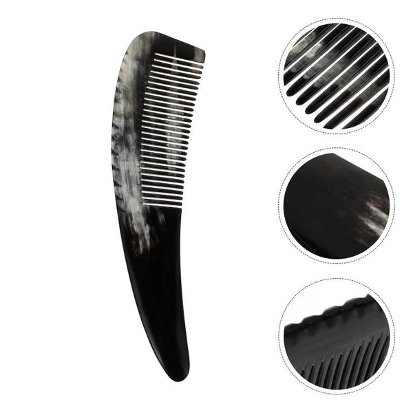 

hair brushes 1pc fine tooth comb yak horn home styling exquisite (black), Silver