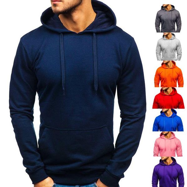 

men's hoodies & sweatshirts arrival hoodie men european size loose pullover solid color hooded sweatshirt, Black