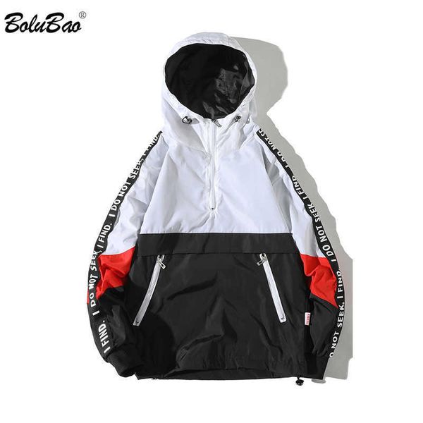 

bolubao men thin section jackets hooded jackets zipper tracksuit mens casual coats hip hop jacket streetwear male x0621, Black;brown