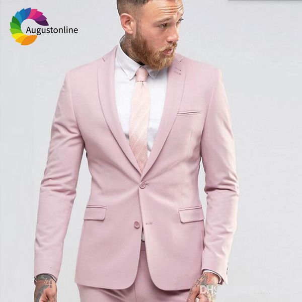 

men's suits & blazers pink slim fit men wedding groom tuxedos 2 pieces (jacket+pants) bridegroom set man blazer prom wear wnb, White;black