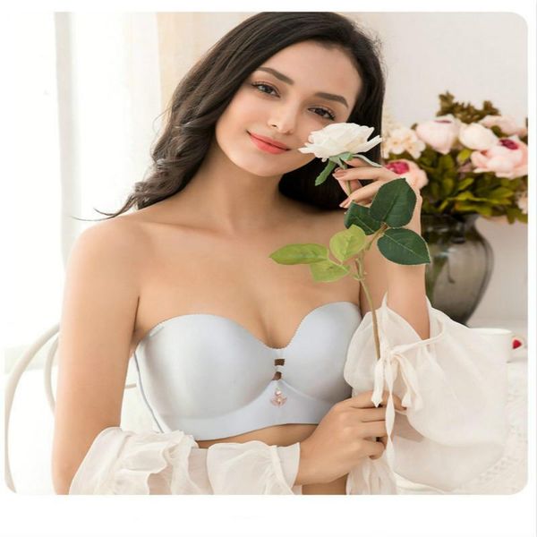 

bras non-slip strapless big size women's push up bra invisible tube plus brassiere comfortable underwear for lady girls, Red;black