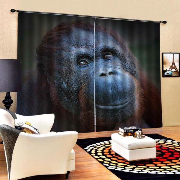 

curtain & drapes custom 3d fabric window orangutan head print luxury blackout for living room