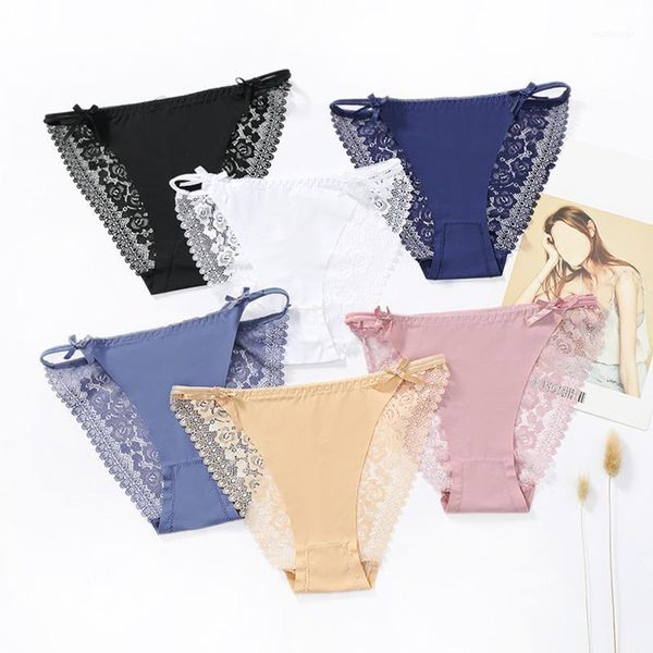 

women's panties seamless lace briefs for women bikini female ice silk underwear fashion 8 color panty soft lingerie1, Black;pink