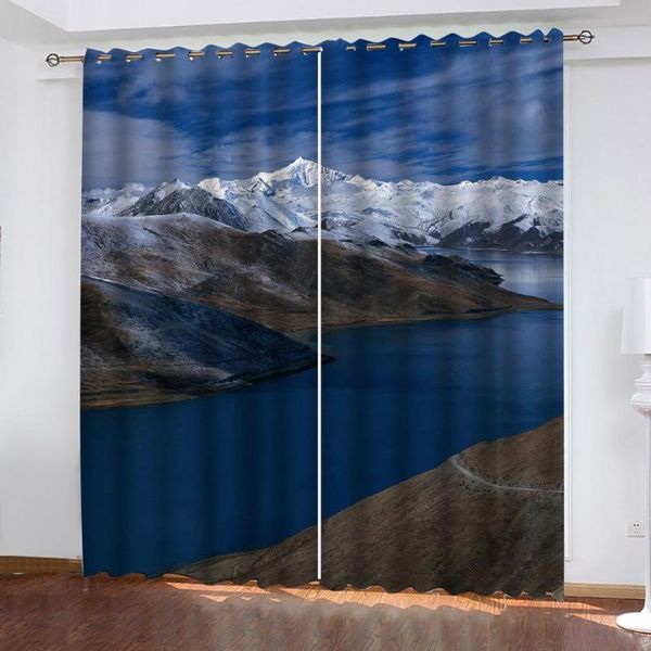 

curtain & drapes luxury blackout 3d window for living room office bedroom nature scenery lake curtains decoration