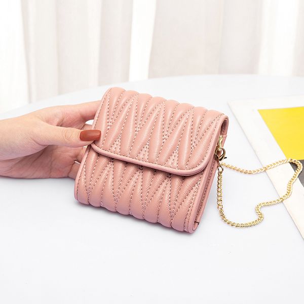 

design hand leather women's 2021 sheepskin pleated change chain strap messenger lipstick mini minibag, Red;black