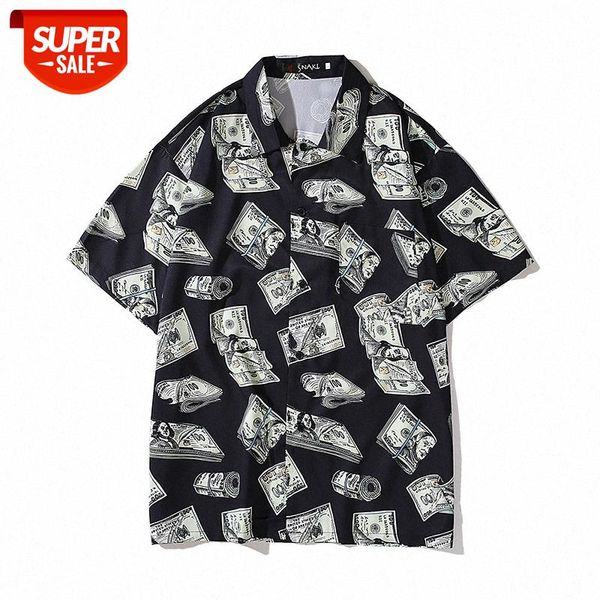 

flow 3d full printed us dollar bills short-sleeved shirt wei yi travel leisure #bk6u, White;black