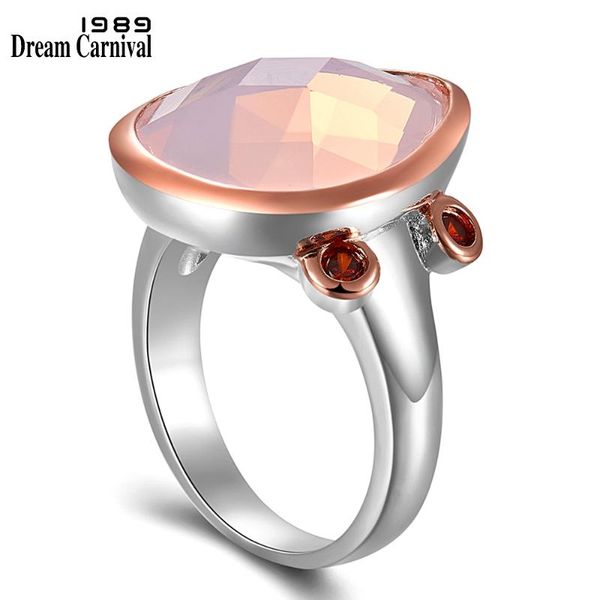 

cluster rings dreamcarnival1989 pink color radiant cut zirconia ring for women wedding engagement brand unique fashion jewelry wa11716, Golden;silver