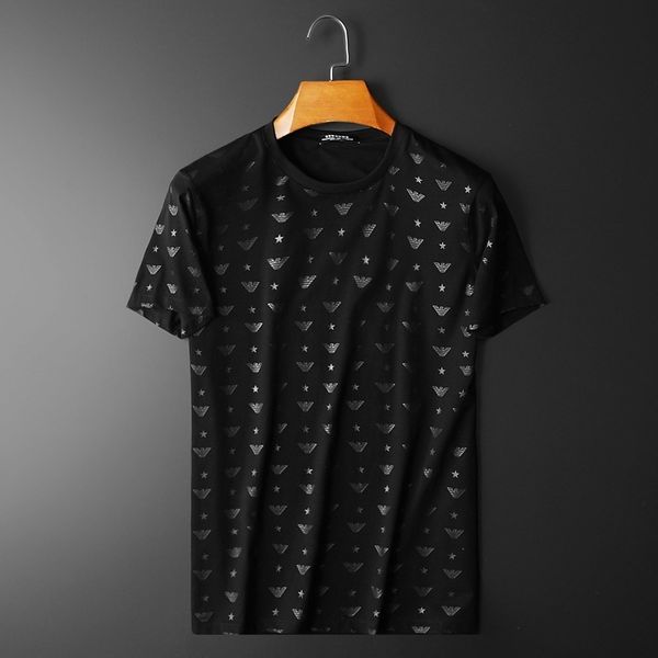 

fashion t shirts 2021 summer men's printed double mercerized cotton base shirt short sleeve large size versatile half, White;black